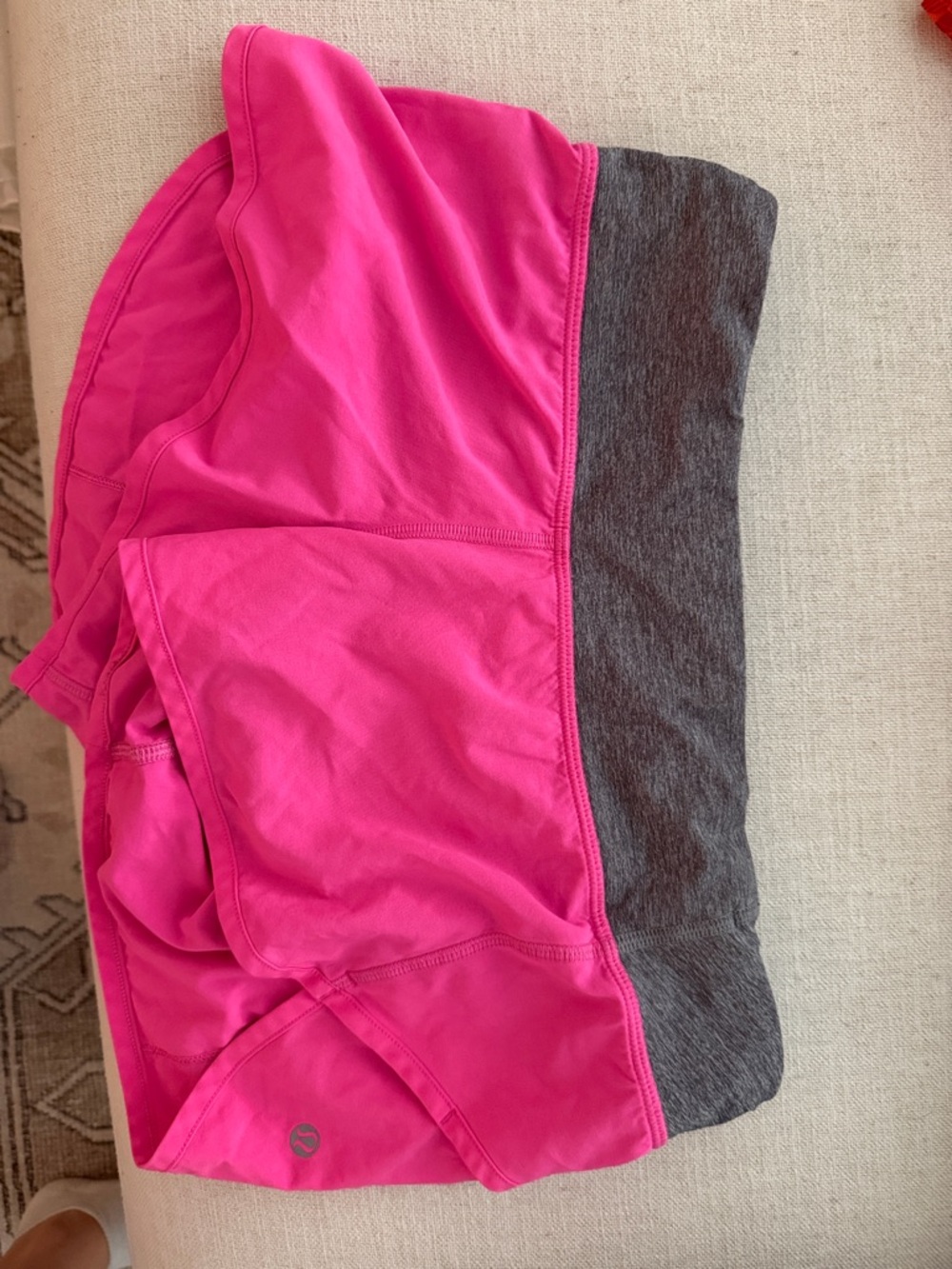 Lululemon Pink Athletic Shorts with Grey Waistband